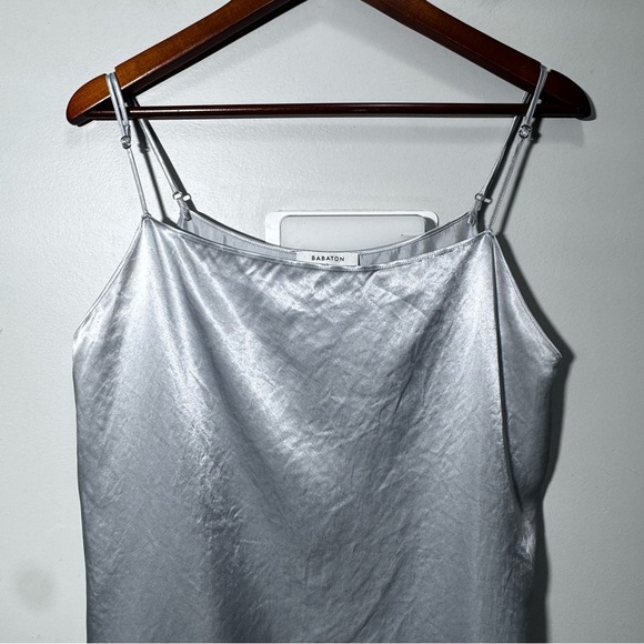 Aritzia Babaton Silver Satin Strappy Beck Mini Slip Dress Size Large - Picture 8 of 10